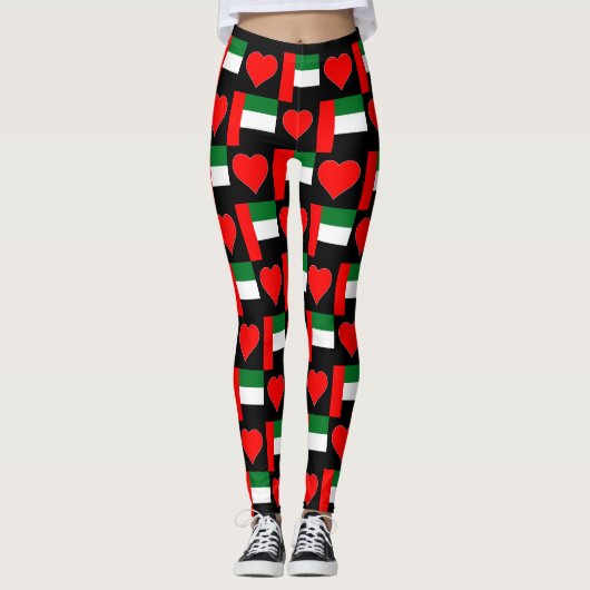 UAE Heart United Arab Emirates Flag Patriotic Leggings (Voorkant)