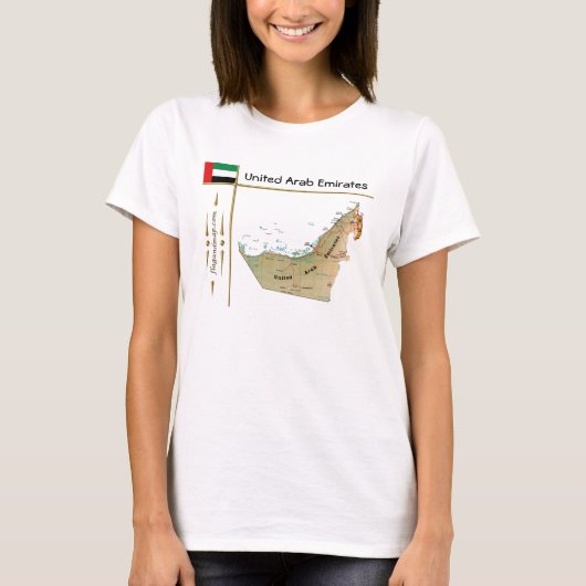 UAE kaart + vlag + titel T-shirt (Voorkant)