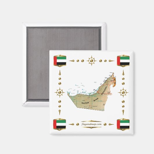 UAE Map + Flags Magnet (Voorkant / Achterkant)