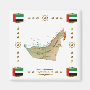 UAE Map + Flags Magnet