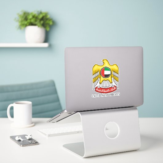UAE National emblem Patriotic Sticker (Laptop op bureau)