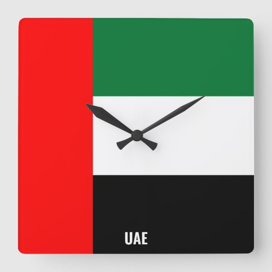 UAE National Flag Patriotic Vierkante Klok (Voorkant)