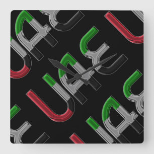UAE United Arab Emirates Flag Colors Typografie Vierkante Klok