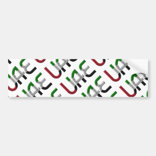 UAE United Arab Emirates Flag Colors Typography Bumpersticker