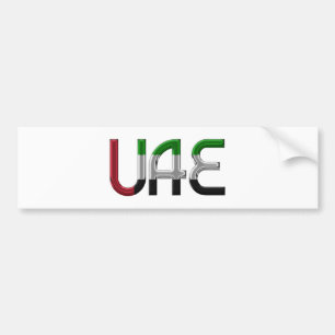 UAE United Arab Emirates Flag Colors Typography Bumpersticker