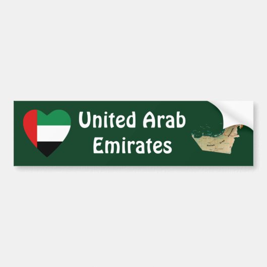UAE-vlag — Hart + Kaart Bumpersticker (Voorkant)