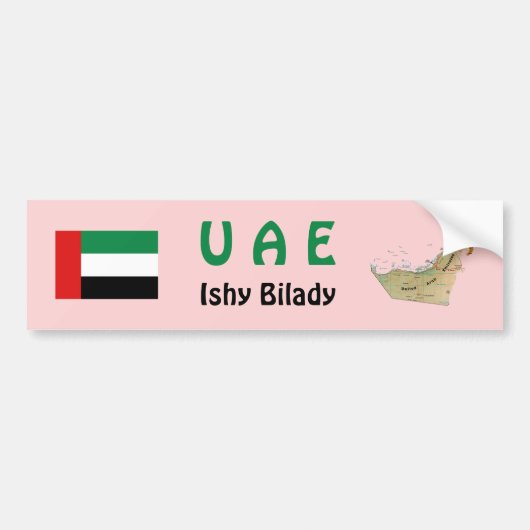 UAE Vlag + Landkaart Bumpersticker (Voorkant)