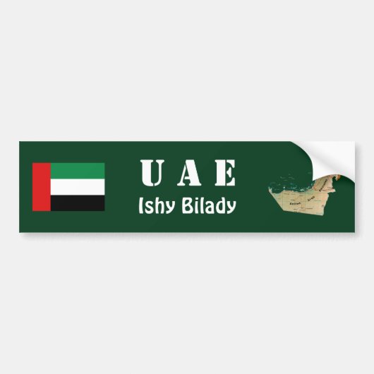 UAE Vlag + Landkaart Bumpersticker (Voorkant)