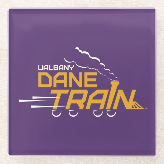 UAlbany Dane Train Logo Glazen Onderzetter (Voorkant)