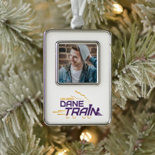 UAlbany Dane Train Logo Verzilverd Omlijst Ornament (Boom)