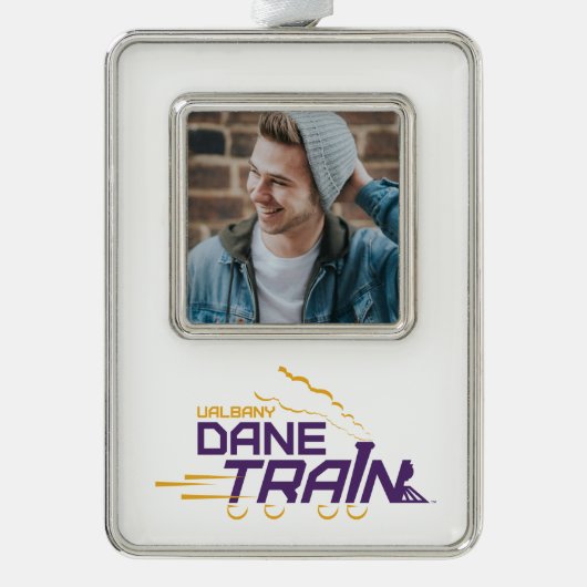 UAlbany Dane Train Logo Verzilverd Omlijst Ornament (Voorkant)