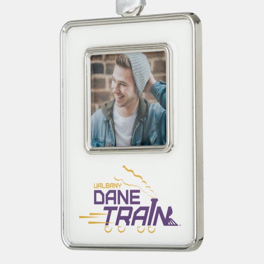 UAlbany Dane Train Logo Verzilverd Omlijst Ornament (Links)