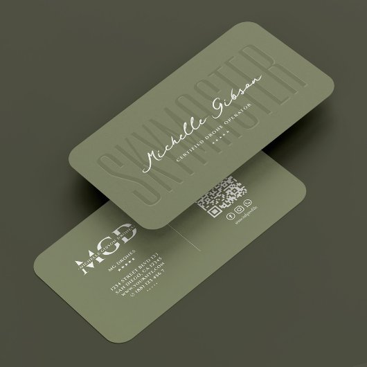 UAV Drone Pilot Operator Elegant Sage Modern Visitekaartje