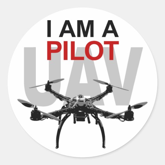 UAV Quadpilot Quadcopter Pilot Ronde Sticker (Voorkant)
