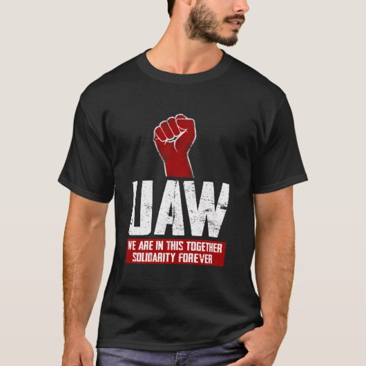 UAW in staking Red T-shirt United Auto Union Worke (Voorkant)