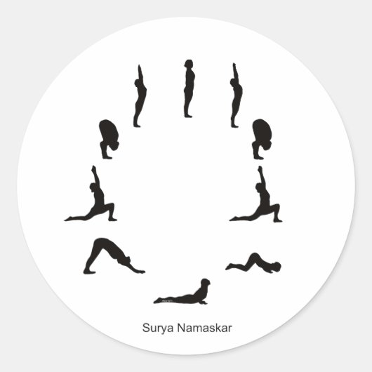 Über Aufkleber – Surya Namaskara Ronde Sticker (Voorkant)