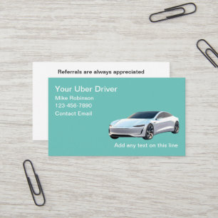 Uber-bestuurder elektrische auto thema visitekaart visitekaartje