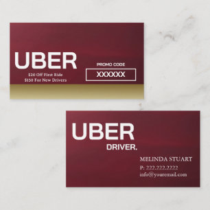 Uber-bestuurder moderne gouden rand verwijzing visitekaartje