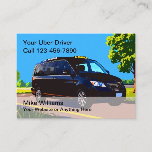 Uber-chauffeur neemt contact op met oproepkaarten visitekaartje (Voorkant)