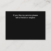 Uber-chauffeur neemt contact op met oproepkaarten visitekaartje (Achterkant)