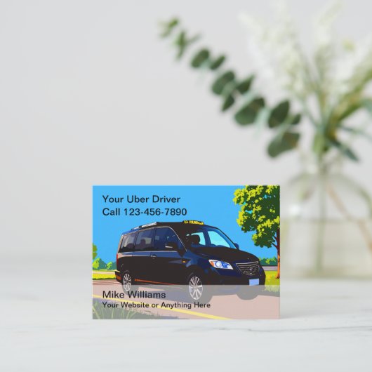 Uber-chauffeur neemt contact op met oproepkaarten visitekaartje (Staand voorkant)