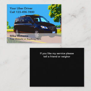 Uber-chauffeur neemt contact op met oproepkaarten  visitekaartje