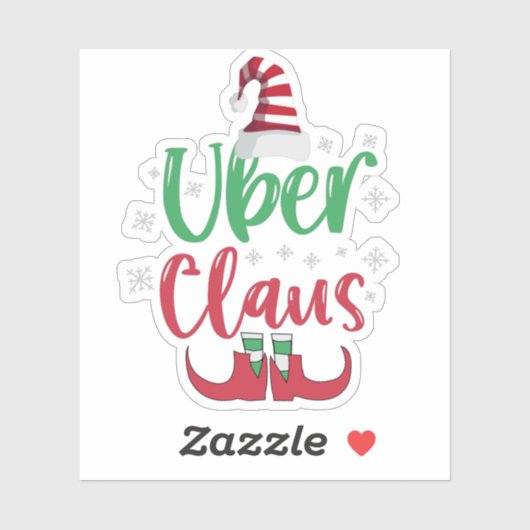 Uber Claus Funny Santa Family Matching Gift Sticker (Vel)