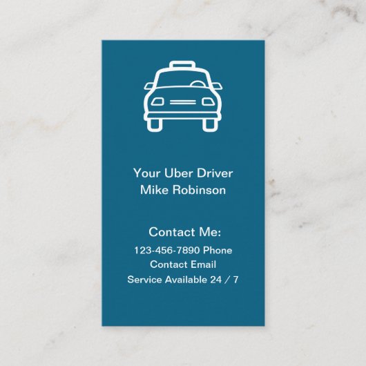 Uber Driver Eenvoudige Contact Visitekaartjes (Voorkant)