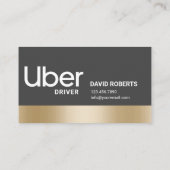 Uber Driver Modern Gold Border Reference Aanbevelingskaartje (Achterkant)