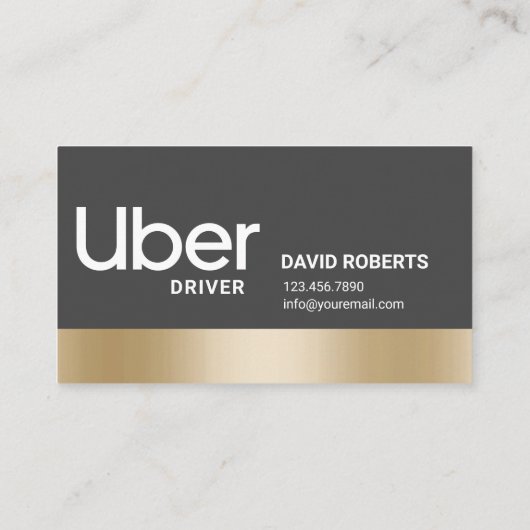 Uber Driver Modern Gold Border Reference Aanbevelingskaartje (Achterkant)