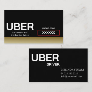 Uber Driver Modern Gold Border Reference Visitekaartje