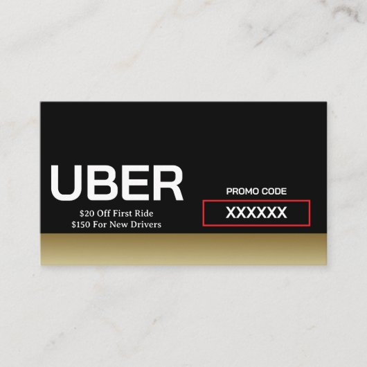 Uber Driver Modern Gold Border Reference Visitekaartje (Voorkant)