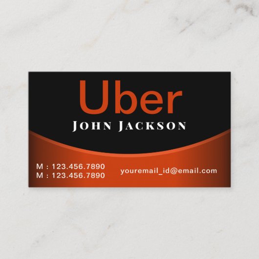 Uber Driver Professioneel Zwart Minimalist Visitekaartje (Voorkant)
