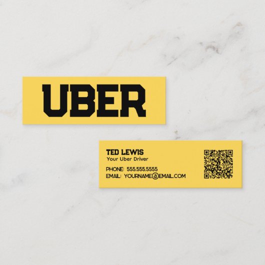 Uber Driver QR Mini Visitekaartje (Voorkant / Achterkant)