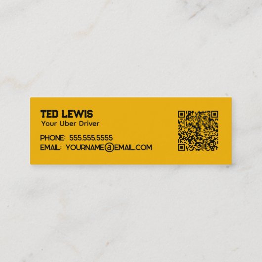 Uber Driver QR Mini Visitekaartje (Achterkant)