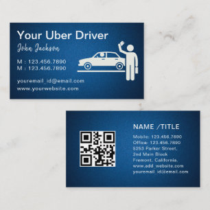 Uber Driver Taxi Limo Cool Blue Metal QR-code Visitekaartje