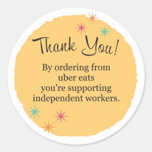 Uber eet dank je ronde sticker (Voorkant)