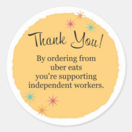 Uber eet dank je ronde sticker
