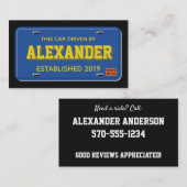 Uber Lyft Driver Blue en Gold License Bord Visitekaartje (Voorkant / Achterkant)