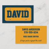 Uber Lyft Driver Oranje en Blue License Bord Visitekaartje (Voorkant / Achterkant)