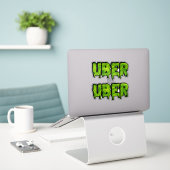 Uber Slime Logo voor Rideshare en Levering Sticker (Laptop op bureau)