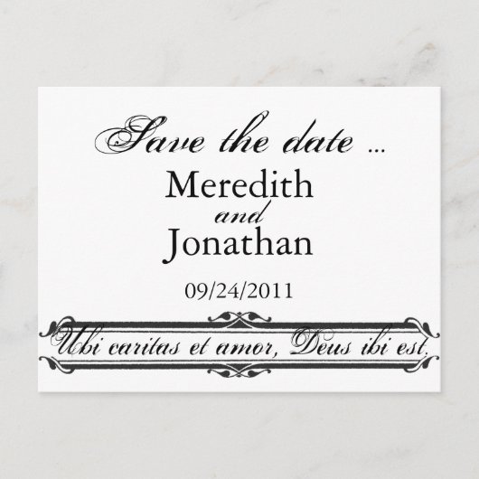 Ubi Caritas et Amor Wedding Save the Date Sjabloon (Voorkant)
