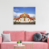 Ubosot-hal of Bot, Wat Benchamabophit, Bangkok, Canvas Afdruk (Insitu (Woonkamer))
