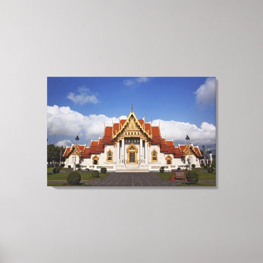 Ubosot-hal of Bot, Wat Benchamabophit, Bangkok, Canvas Afdruk (Voorkant)