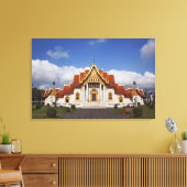 Ubosot-hal of Bot, Wat Benchamabophit, Bangkok, Canvas Afdruk (Insitu (Woonkamer))