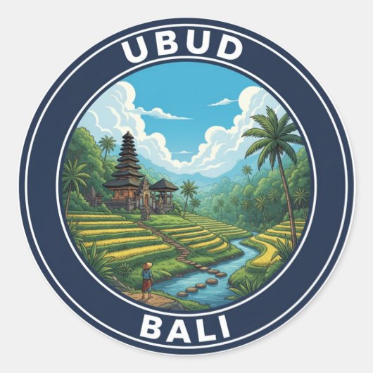 Ubud Bali Indonesia Travel Ronde Sticker (Voorkant)