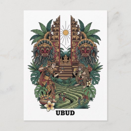 Ubud Bali Indonesië Reizen Briefkaart (Voorkant)