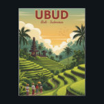 Ubud Bali Indonesië Reizen Briefkaart<br><div class="desc">Ubud, gelegen in de weelderige hooglanden van Bali, wordt vaak beschouwd als het culturele en spirituele hart van het eiland. Omgeven door smaragdgroene rijstterrassen, dichte oerwouden en steile rivierkloven, biedt Ubud een serene sfeer die contrasteert met de bruisende badplaatsen van Bali. De stad is een bruisend centrum voor de kunsten,...</div>