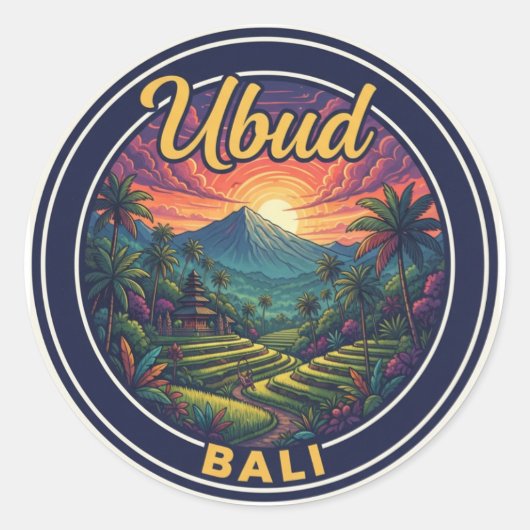 Ubud Bali Indonesië Reizen Ronde Sticker (Voorkant)