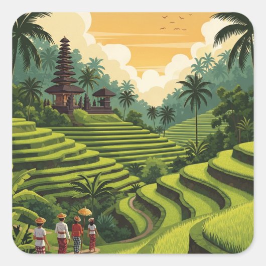 Ubud Bali Indonesië Reizen Vierkante Sticker (Voorkant)